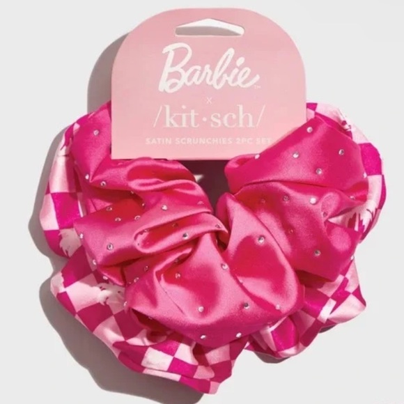 Barbie Accessories - Kitsch x Barbie | Pink Satin Scrunchies 2-Pack